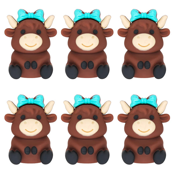 Silicone Focal - Cow with Bow (Teal or Pink)