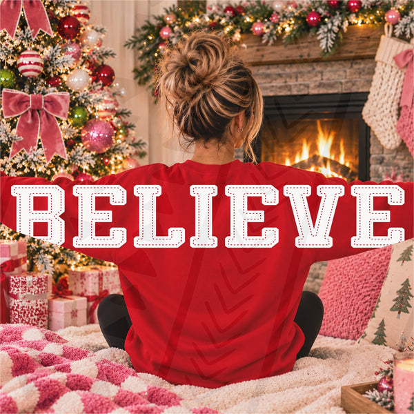 DTF Full Color Transfer - Believe Santa Claus - OVERSIZED BACK (Full Front, Full Both, or Both Full Front & Back Options)