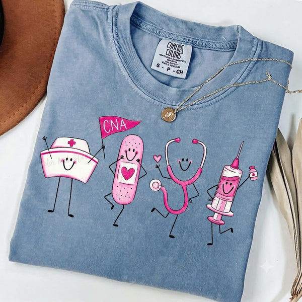 DTF Full Color TShirt Transfer - Nurse, CNA or CMA Doodles - You Pick!