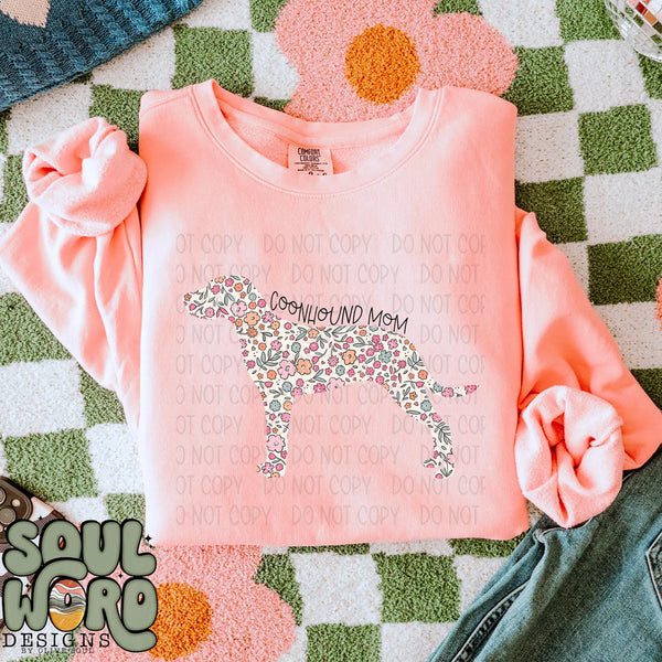 DTF Full Color TShirt Transfer - Floral Dog Mom - YOU CHOOSE THE BREED!