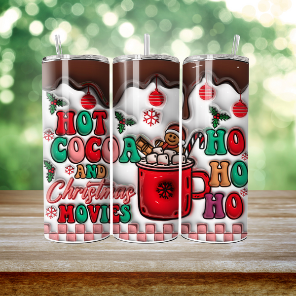 Skinny Tumbler Sublimation Wrap - Hot Cocoa and Christmas Movies