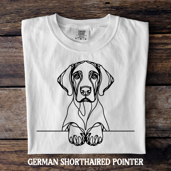 DTF Full Color TShirt Transfer - Simple Sketch Dog - You Choose Color & Breed!