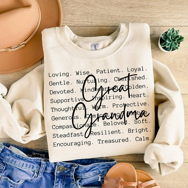 DTF Full Color TShirt Transfer - Great Grandma - (Black or White)