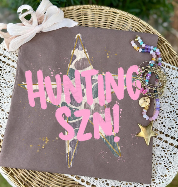 DTF Full Color Tshirt Transfer - Hunting Camo Star (You Pick The Saying!)