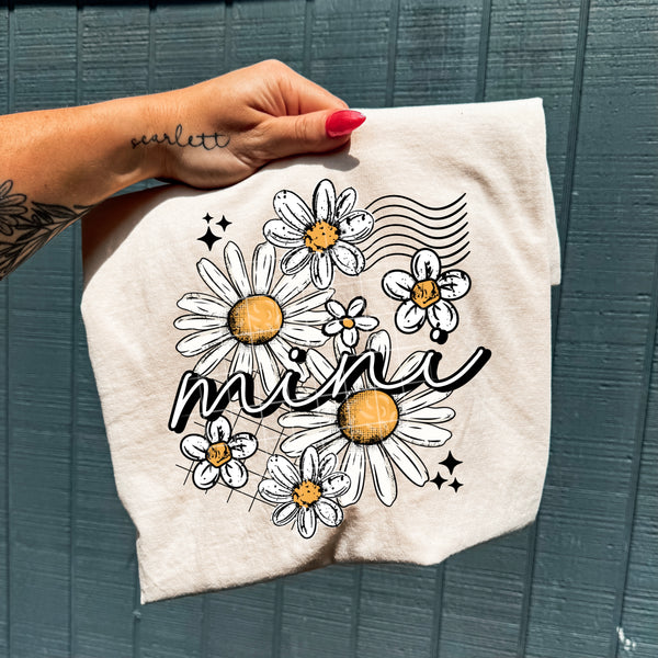 DTF Full Color TShirt Transfer - Daisy Checkered Names (You Choose)