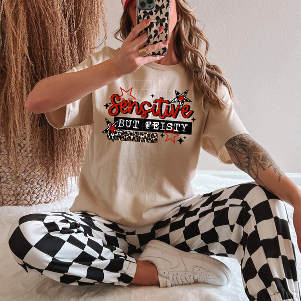 DTF Full Color TShirt Transfer - Sensitive But Feisty (Black or White)