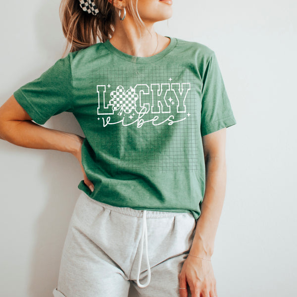 DTF Full Color TShirt Transfer - Lucky Vibes - (Green or White)