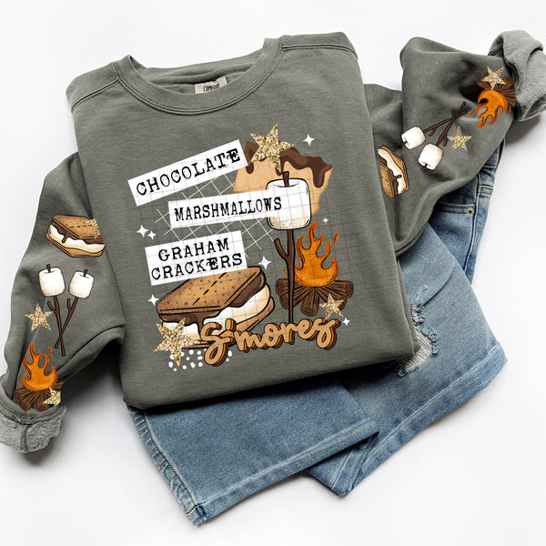 DTF Full Color TShirt Transfer - S'mores - Black or White - With or Without Sleeves!