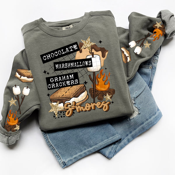 DTF Full Color TShirt Transfer - S'mores - Black or White - With or Without Sleeves!