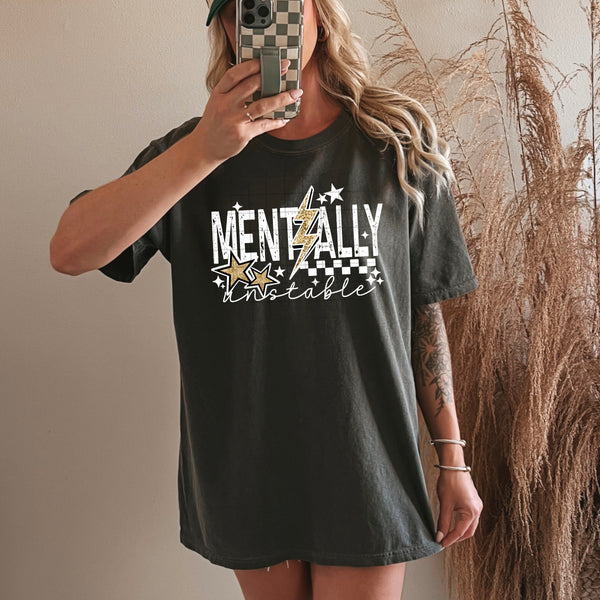 DTF Full Color TShirt Transfer - Mentally Usntable (Black or White Font)