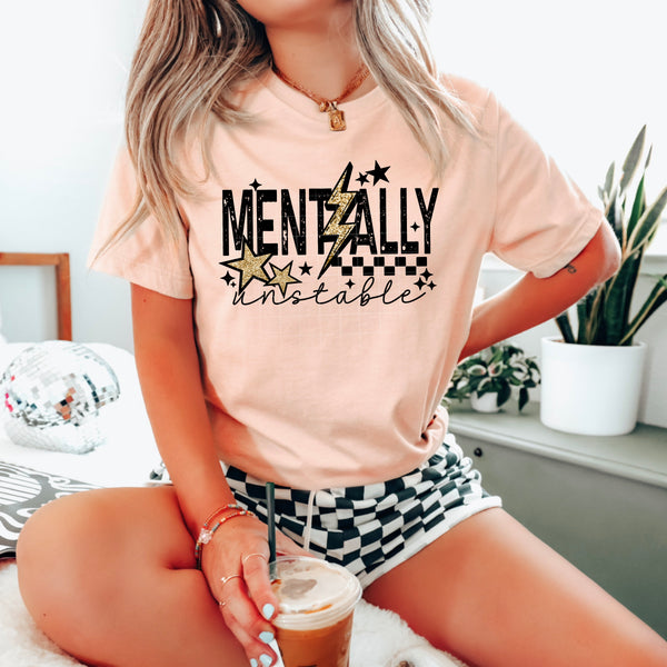 DTF Full Color TShirt Transfer - Mentally Usntable (Black or White Font)