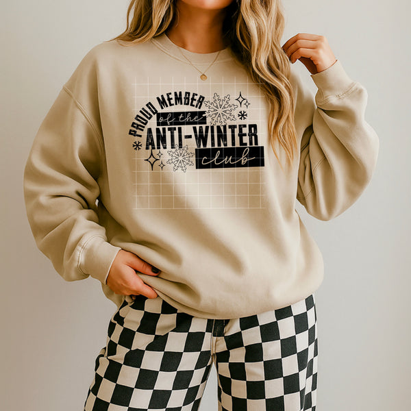 DTF Full Color TShirt Transfer - Proud Member of the Anti-Winter Club (White or Black Font)