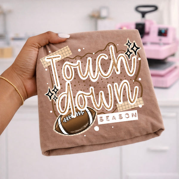 DTF Full Color TShirt Transfer - Touch Down Season Stars (Black or White)
