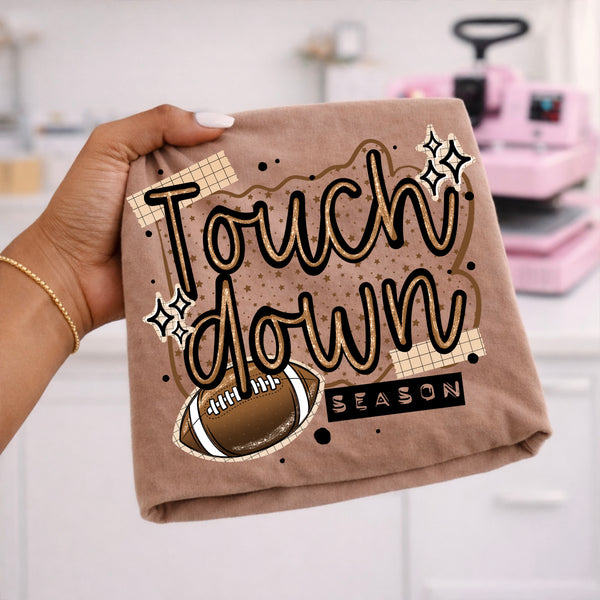 DTF Full Color TShirt Transfer - Touch Down Season Stars (Black or White)