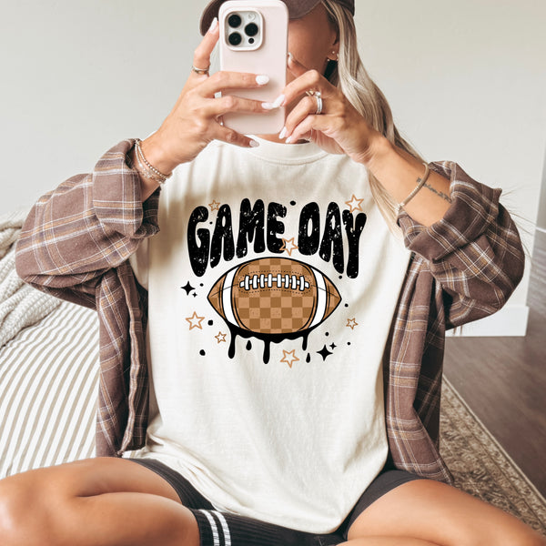 DTF Full Color TShirt Transfer - Game Day Football Drip (White or Black)