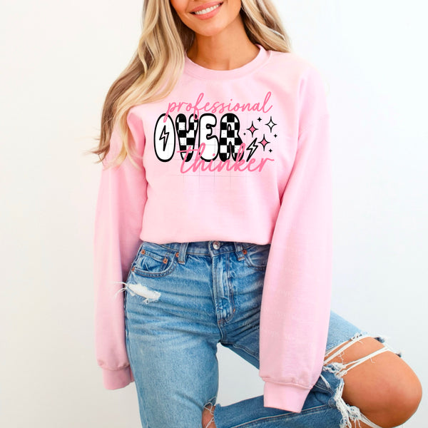 DTF Full Color TShirt Transfer - Professional Overthinker Check (Black, White, Pink)