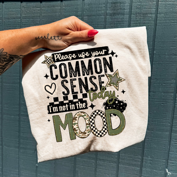 DTF Full Color TShirt Transfer - Please Use Your Common Sense (Black or Tan)