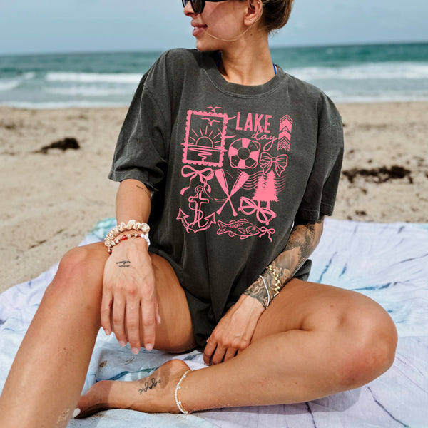 DTF Full Color TShirt Transfer - LAKE Things (Black, White, Pink, or Navy)