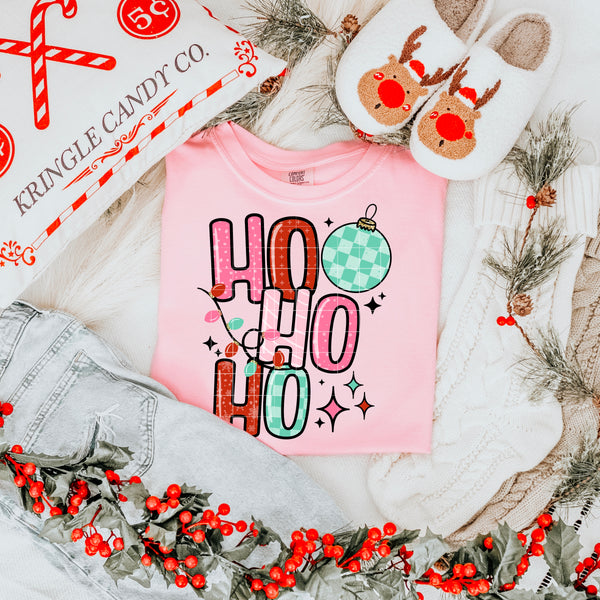 DTF Full Color TShirt Transfer - HO HO HO (YOU PICK THE COLOR!)
