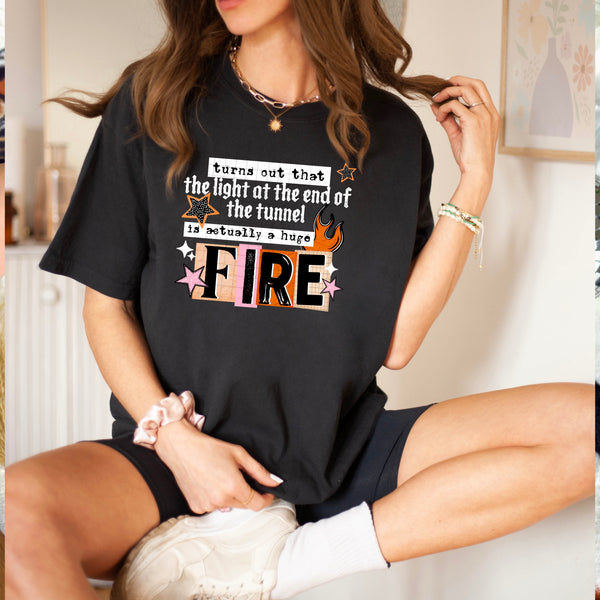 DTF Full Color TShirt Transfer - Light At The End Of The Tunnel (Black or White)