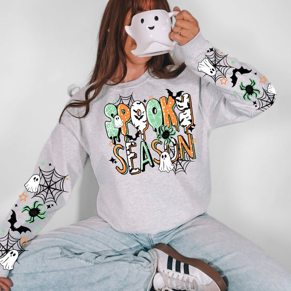 DTF Full Color TShirt Transfer - Orange Green Spooky Season (With or Without Sleeves)