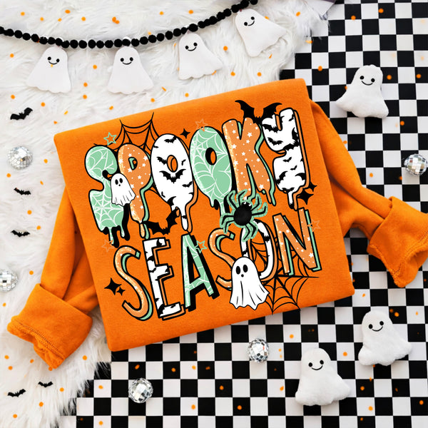 DTF Full Color TShirt Transfer - Orange Green Spooky Season (With or Without Sleeves)