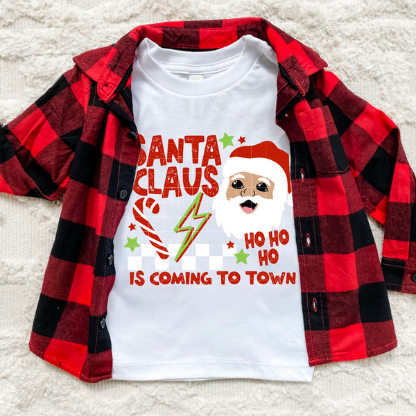 DTF Full Color Transfer - Santa Claus Is Coming To Town (Two Skin Tones)