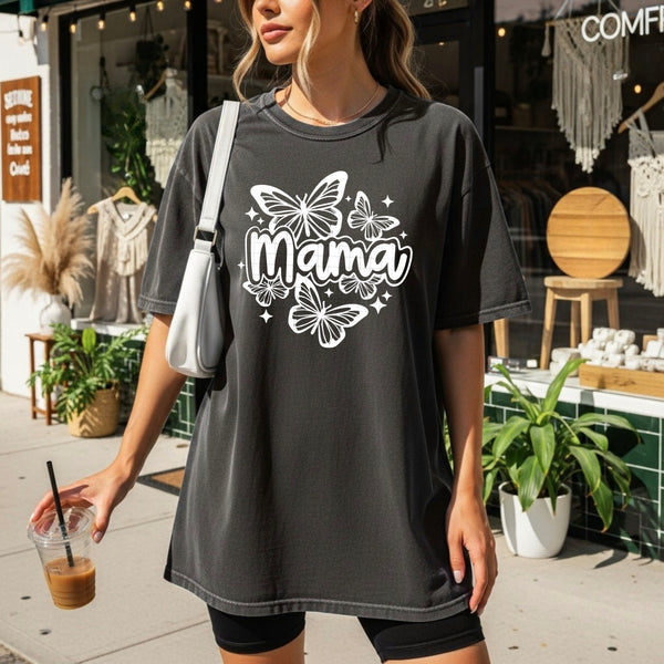 DTF Full Color TShirt Transfer - Mama Butterflies (Black or White Font)