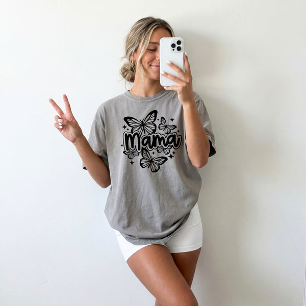 DTF Full Color TShirt Transfer - Mama Butterflies (Black or White Font)