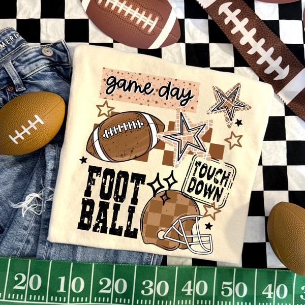 DTF Full Color TShirt Transfer - Game Day Football Touchdown (Full Color, Black, or White - You Pick!)