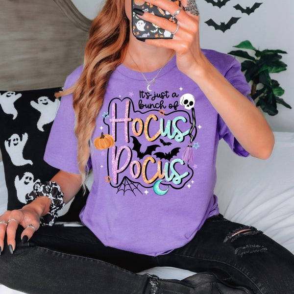 DTF Full Color TShirt Transfer - Pastel Hocus Pocus Bubble Outline (Black or White)