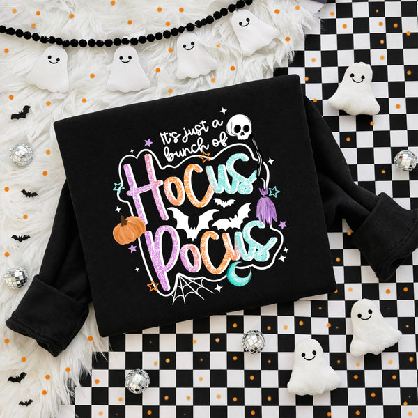DTF Full Color TShirt Transfer - Pastel Hocus Pocus Bubble Outline (Black or White)