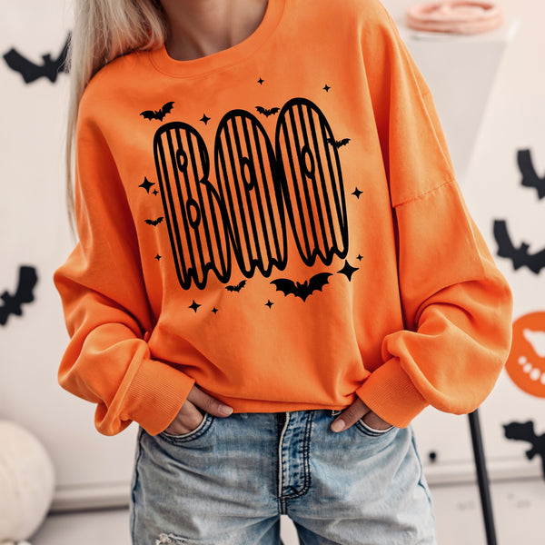 DTF Full Color TShirt Transfer - Striped BOO (Black or White)