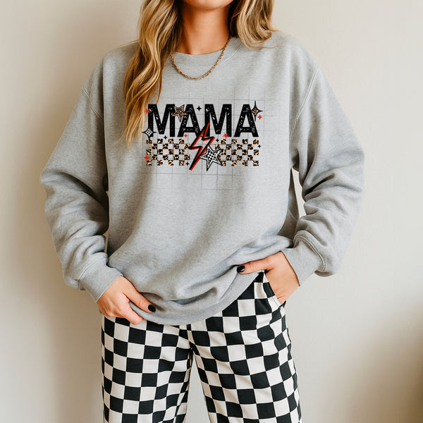 DTF Full Color TShirt Transfer - MAMA Leopard Check (White or Black Font)