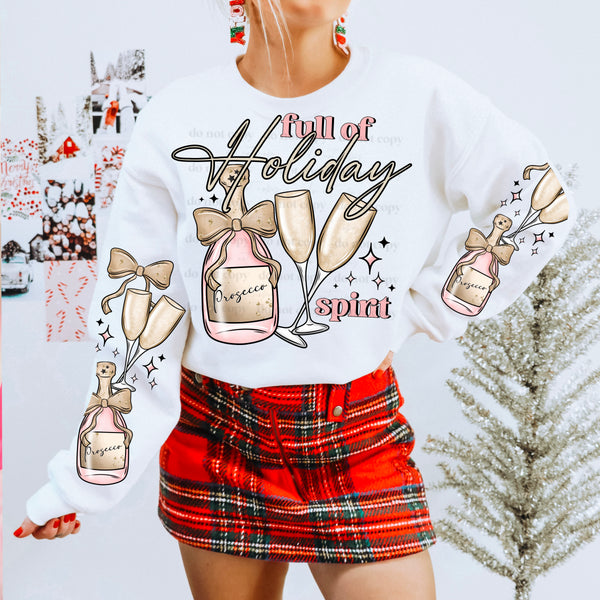 DTF Full Color TShirt Transfer - Full Of Holiday Spirit - FREE SLEEVES!