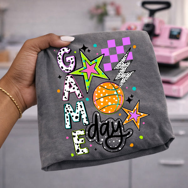 DTF Full Color Transfer - Game Day Bright Check Stars Sports (YOU PICK THE SPORT)