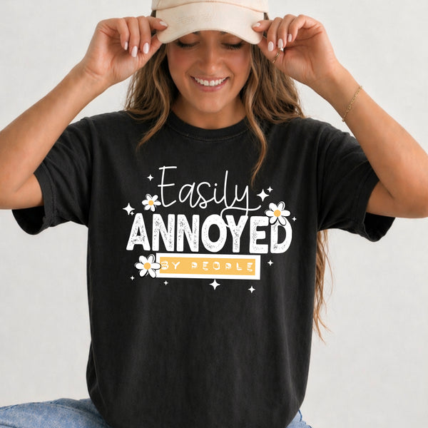 DTF Full Color TShirt Transfer - Easily Annoyed (Black or White)