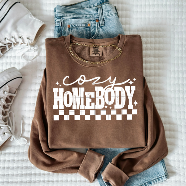 DTF Full Color TShirt Transfer - Cozy Homebody (Black or White Font)