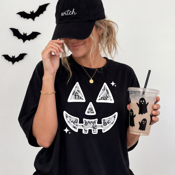 DTF Full Color TShirt Transfer - Jack O Lantern Stamp (Black or White)