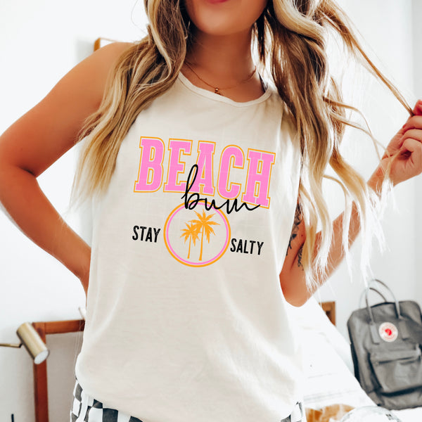 DTF Full Color TShirt Transfer -Beach Bum Hot Pink Orange - (Black or White)