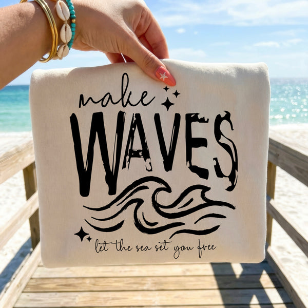 DTF Full Color TShirt Transfer - Make Waves - (Black or White)