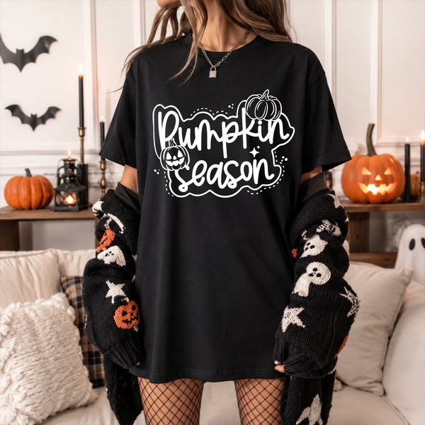 DTF Full Color TShirt Transfer - Pumpkin Season (Black or White)