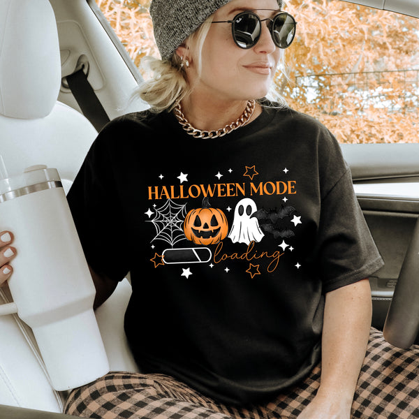 DTF Full Color TShirt Transfer - Halloween Mode Loading - (Black or White)