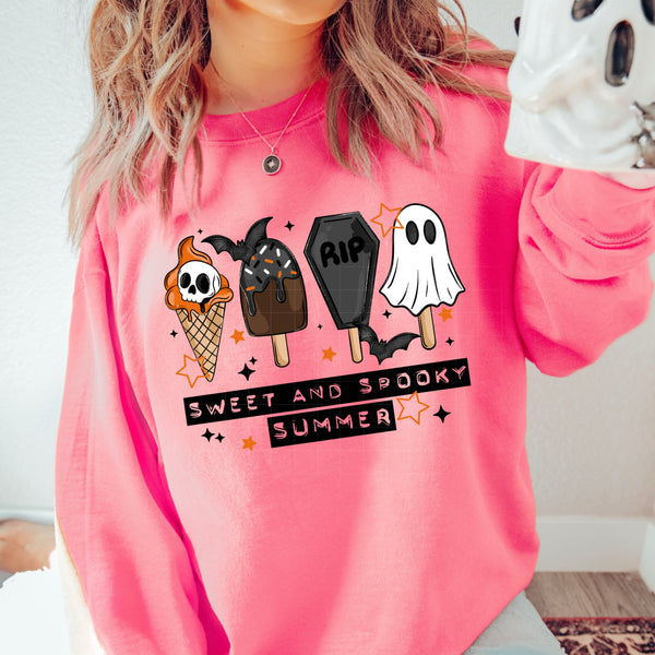 DTF Full Color TShirt Transfer - Sweet and Spooky Summer - (Black or White)