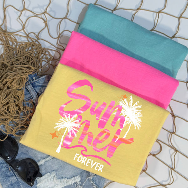DTF Full Color TShirt Transfer - Neon Summer Forever - (Black or White)