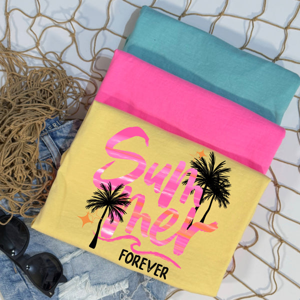 DTF Full Color TShirt Transfer - Neon Summer Forever - (Black or White)