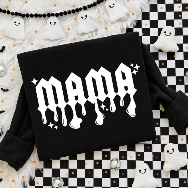 DTF Full Color TShirt Transfer - Mama Spooky Drip - (Black or White)