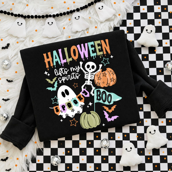 DTF Full Color TShirt Transfer - Halloween Lifts My Spirits - With or Without Sleeves