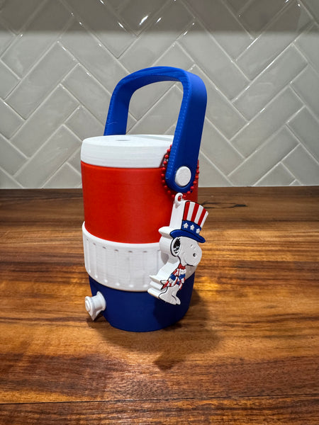 Can Cooler & Can Opener Keychain Combo - Patriotic Dog