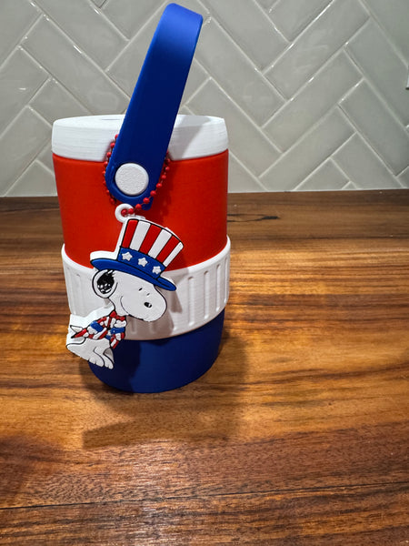 Can Cooler & Can Opener Keychain Combo - Patriotic Dog